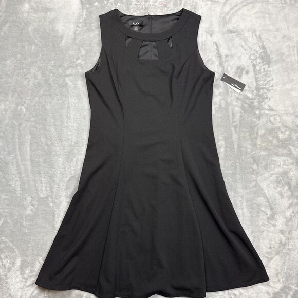 Alyx Dress Solid Black Sleeveless A Line Womens 16 Office Wedding Guest NWT - Picture 1 of 10